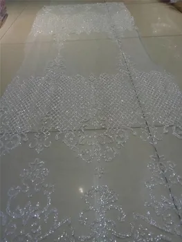 

Beautiful design sparkle print glued glitter powder tulle mesh lace fabric for party dress or wedding in white color BZL-10.251
