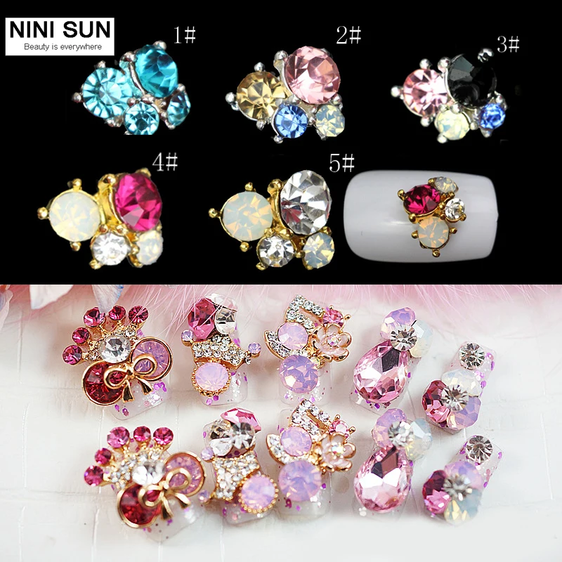 

5Pcs Luxury 3D DIY Shiny Nail Stickers on Nails Metallic Rhinestones Crystal Nail Art Tips Studs Phone Decor Colorful Nail Art