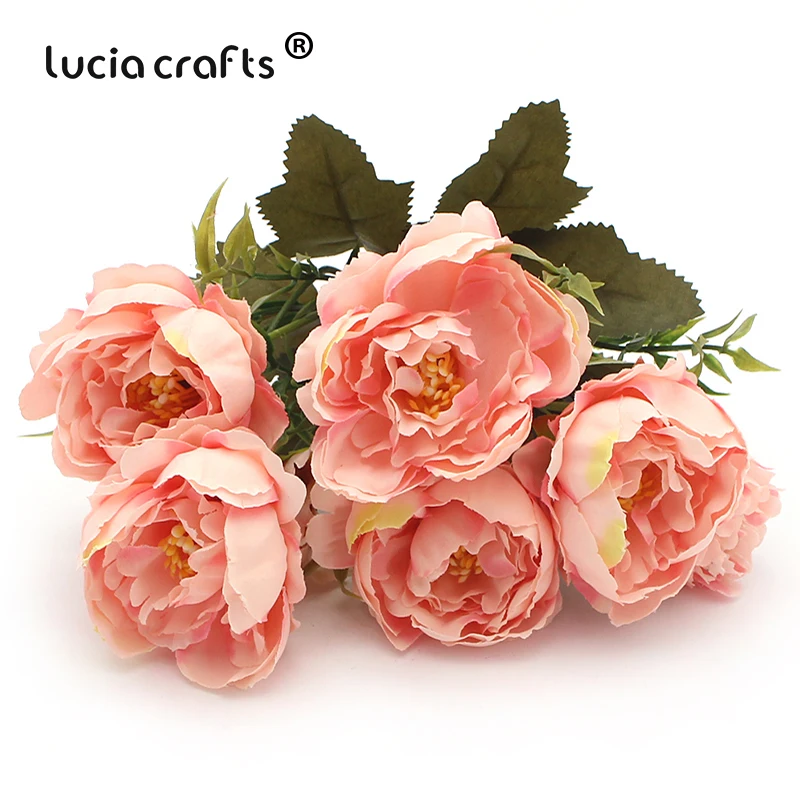 Lucia crafts 1 букет, 8 головок искусственных цветов, свадебные пионы, вечерние украшения для дома, аксессуары для DIY A0311