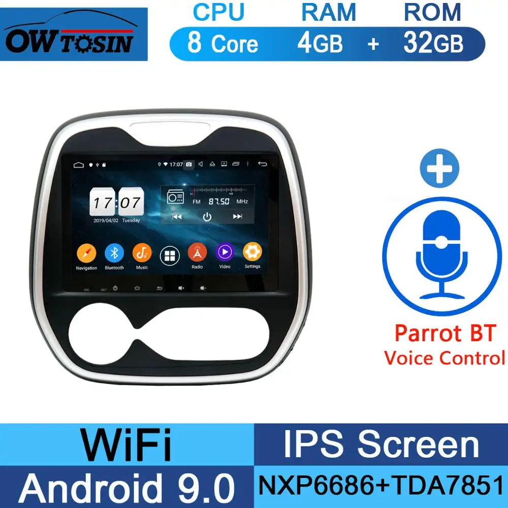 " ips 8 ядерный 4 Гб+ 64 ГБ Android 9,0 автомобильный DVD мультимедиа для Renault captur AT 2011- радио gps DSP CarPlay Parrot BT - Цвет: 32G Parrot BT