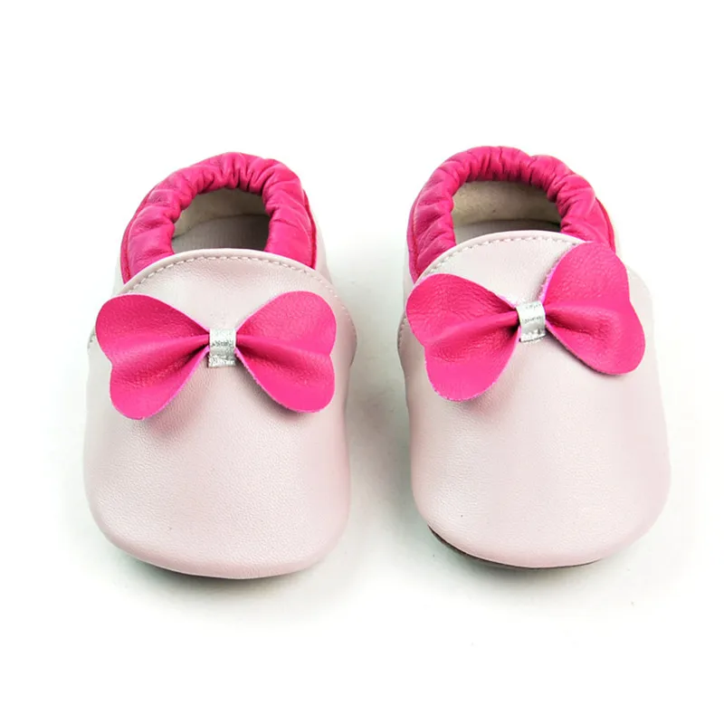 Bow Genuine Leather Baby Moccasins Non slip bottom Baby Shoes First