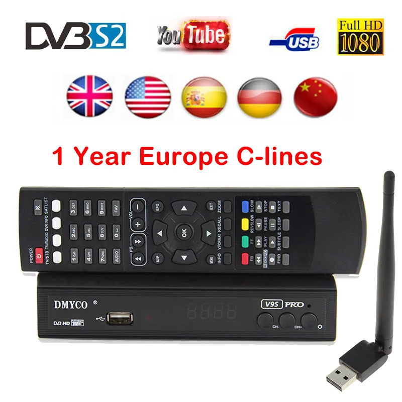 

1 Year code Europe DVB-S2 Satellite Receiver lnb Spain Decoder Support DVB S2 1080P Full HD powervu code bisskey DVB Receptor