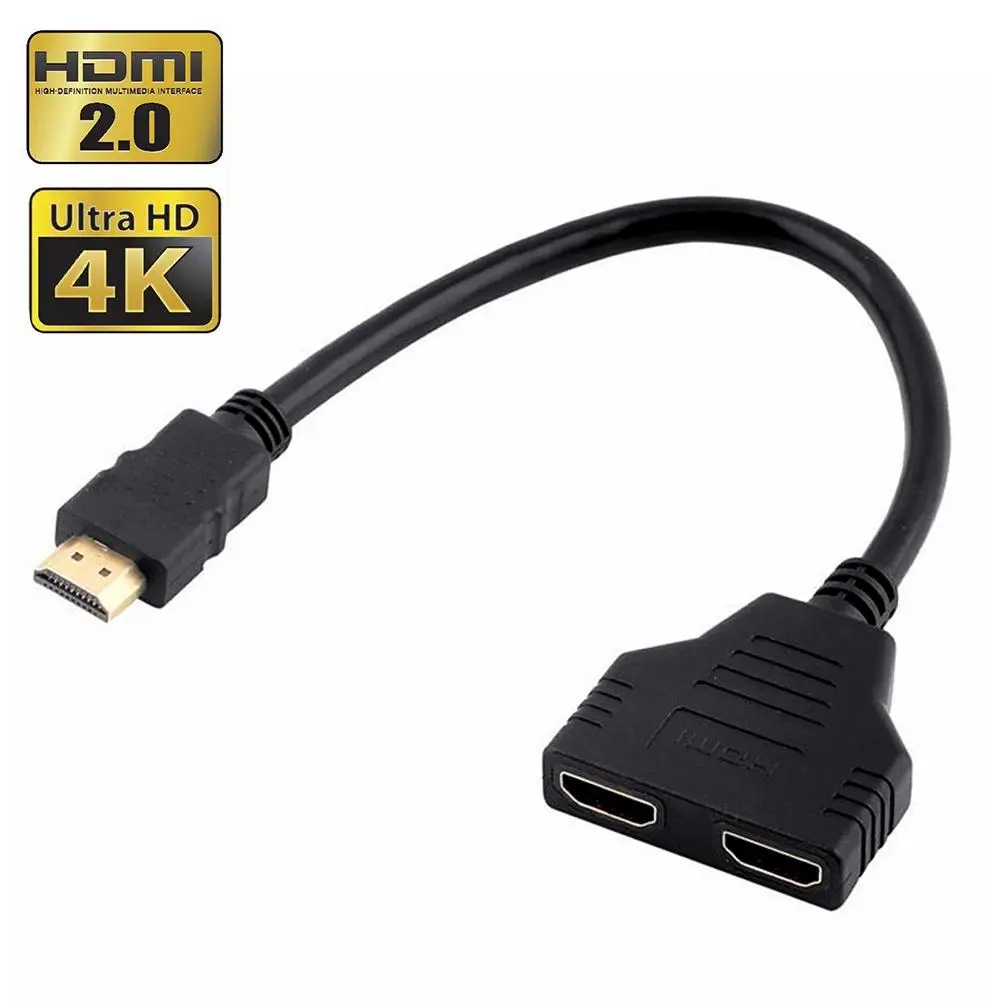 Adaptador de cable divisor DOONJIEY 4K HDMI 2,0 convertidor 1 en 2 salida  HDMI macho a 2 HDMI UHD 0,3 m Convertidor para dispositivos  Multimedia|Transformadores y adaptadores de teléfonos| - AliExpress