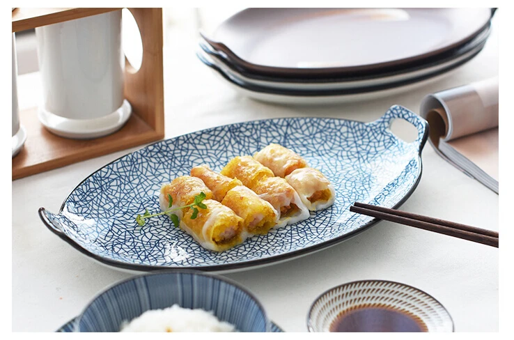 Японский стиль, керамическая прямоугольная тарелка для суши, рыбы, Квадратная тарелка темпура, тарелка для суши, Настольная посуда