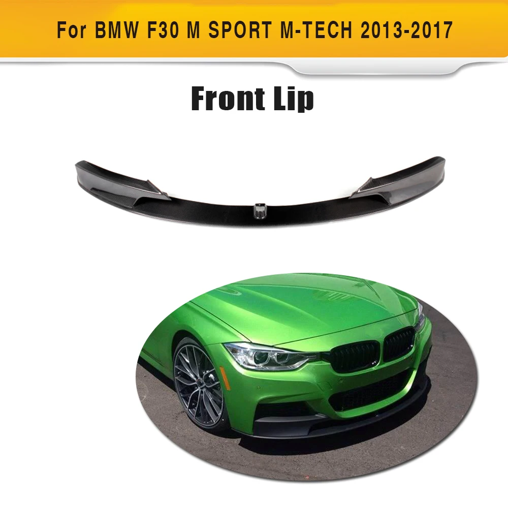 

For 3 Series Carbon Fiber Car front Bumper lip chin Spoiler With splitters for BMW F30 M Sport 2012 - 2017