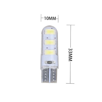 

100X High quality silicone Car LED Light T10 LED W5W 6SMD 5630 168 Wedge Door Instrument Side Bulb Lamp DC 12V Free shipping