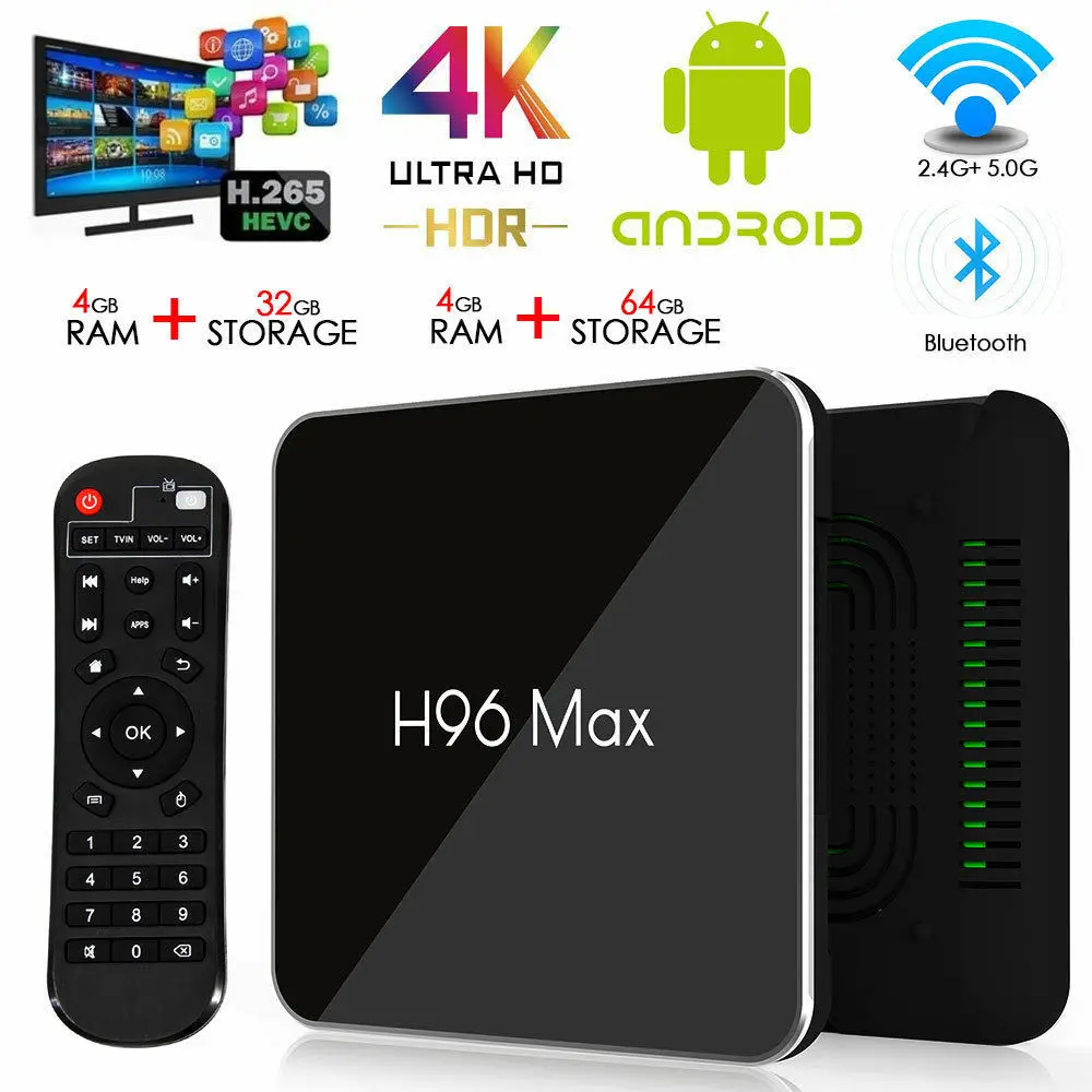 

H96 MAX X2 Android 8.1 Smart TV Box S905X2 H.265 4K HDR Media Player 2.4G&5.8G Dual Wifi Android IPTV Box Support Online Youtube