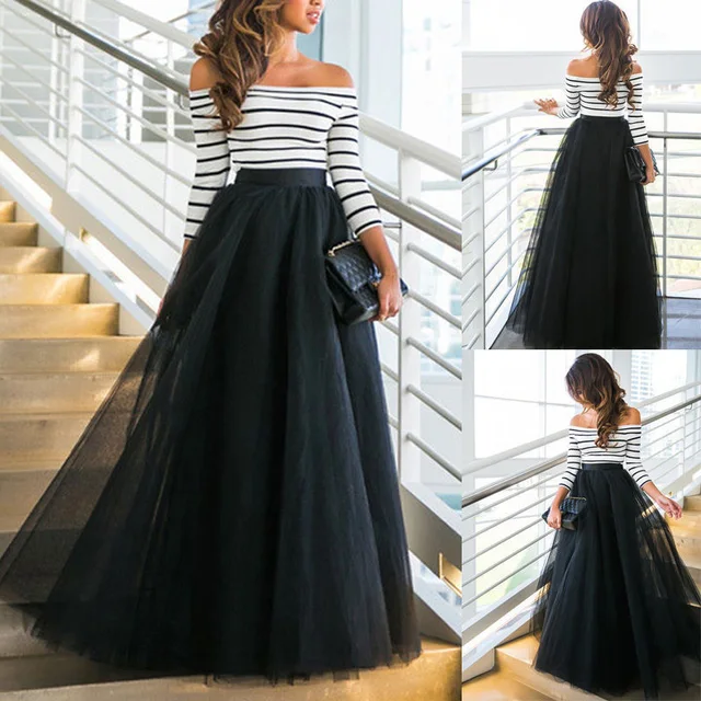 maxi dress with tulle skirt