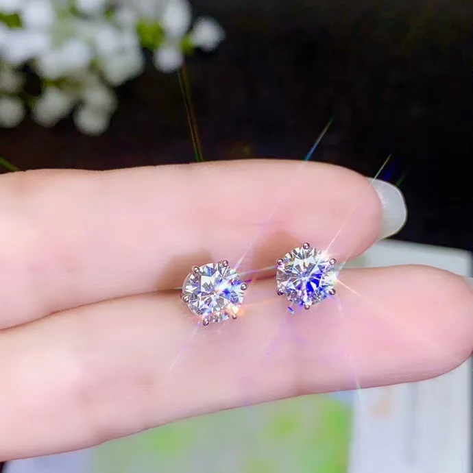 Moissanite популярный стиль рекомендации, леди уха гвозди, 925 пробы серебро, высокая твердость, алмазные заменители