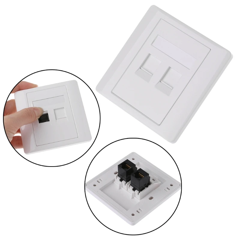 

2 Ports CAT5 RJ45 Network Wall Plate With Female To Female Connector