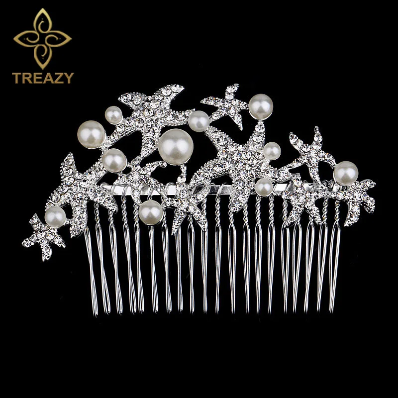 TREAZY Шарм бабочка цветок кристалл свадебные аксессуары для волос серебряный цвет цветочный свадебный гребни свадебные диадемы украшения для волос - Окраска металла: design 6