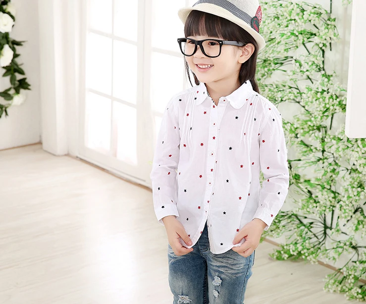 

New Arrival Spring Autumn Baby Girls Blouses Girls Star-print Blouses Kids Long Sleeve Shirts Kids Cotton Blouses