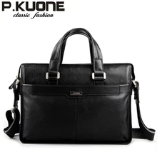 Envío libre P. bolsa de hombre kuone bolso masculino comercial hombro del cuero genuino bolso ocasional de los hombres de cuero maletín