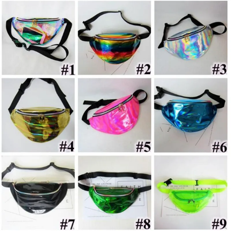 

21 Colors 30*16cm Waist Pack Unisex Metallic Silver Fanny Waist Bag Chest Pack Sparkle Festival Hologram Bag Waist Bag