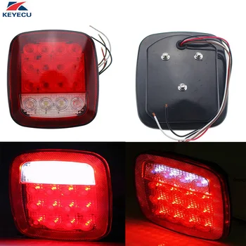

KEYECU Pack of 2 Red/White Dual Colors Stud Mounted Lamps 16LED Universal Tail Brake Turn Stop Licence Back up Lights for Truck