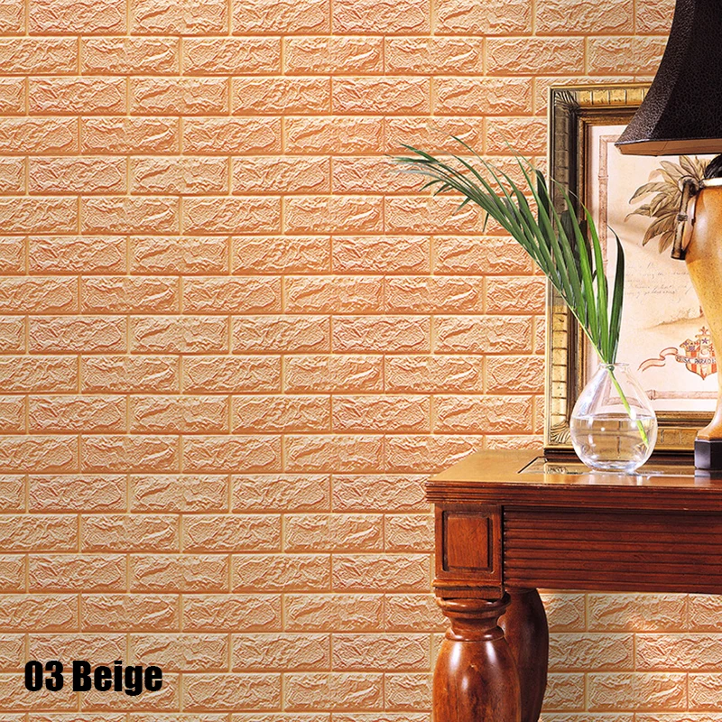 

Newest 10 Colors Available 3D Effect Flexible Stone Brick Wall Viny Wallpaper Self-adhesive #92915