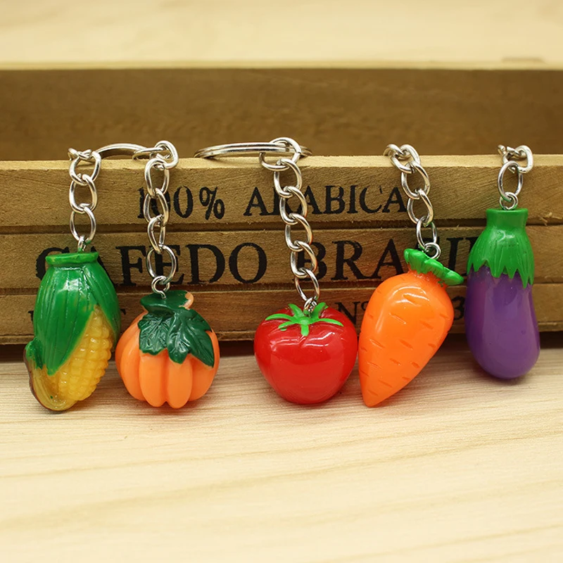 

Mini Key Chains Simulation Tomato Eggplant Corn Pumpkin Carrot Creative Cute KeyChains 2018 New Design Gift Trinkets Wholesale