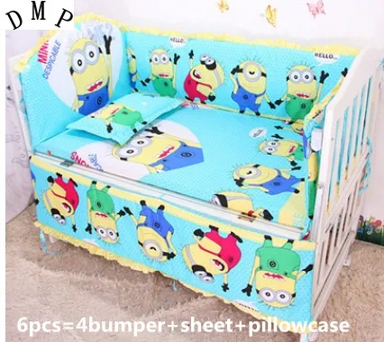 

Promotion! 6PCS Baby Bedding Set 100% Cotton Bumper Suit Winter Bedclothes Pillow Bumpers ,include:(bumper+sheet+pillow cover)