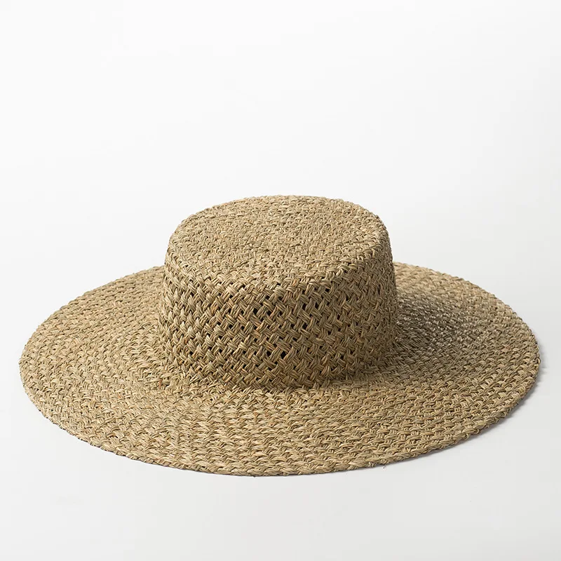 Новая Европейская и американская ретро элегантная Соломенная женская соломенная шляпа Солнцезащитная вогнутая пляжная соломенная шляпа - Цвет: K
