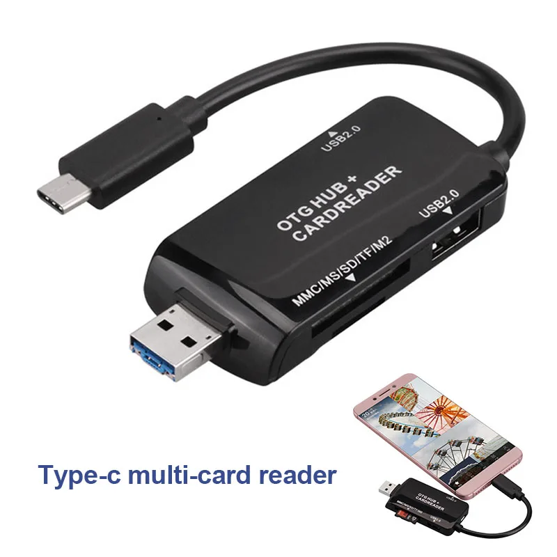 

Type C OTG Hub Card Reader Adapter USB TF Port Micro 5Pin for Laptop Type-C Device DJA99