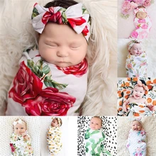 Одеяло для новорожденного слиперы сумки с цветочным принтом для малышей, с цветочным узором, пеленка для завёртывания для пеленания спальный мешок оголовье, набор
