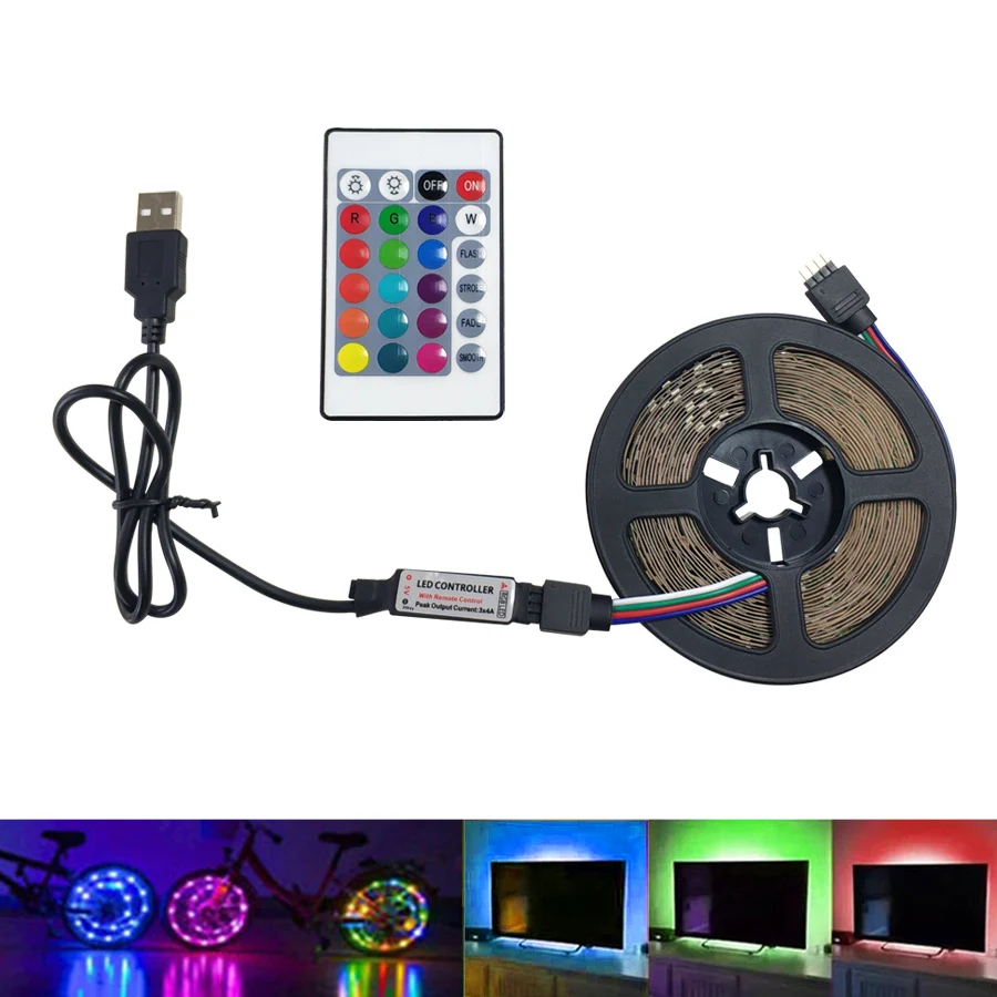 Цветная (RGB) Светодиодные ленты USB SMD2835 Светодиодные ленты светодиодные ленты диода неоновая лента ТВ Настольный Экран фон светильник 2,5 м с