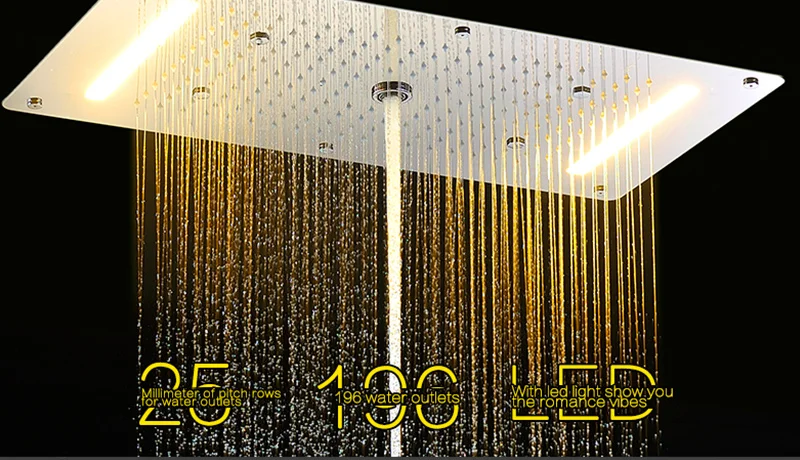 Multifunction Bathroom Shower Sets Luxury SUS304 Thermostatic Mixer Waterfall Rainfall SPA Ceiling Big Rain Led Shower Set (8)