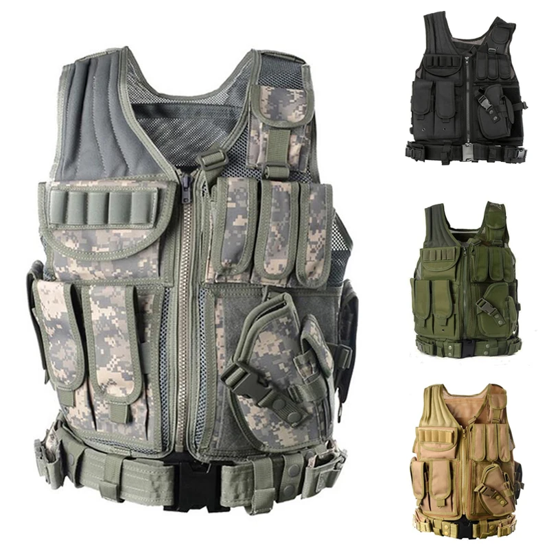 

Adjustable Tactical Molle Vest Military Equipment Airsoft Paintball Hunting Protection Body Armor USMC Army Vest