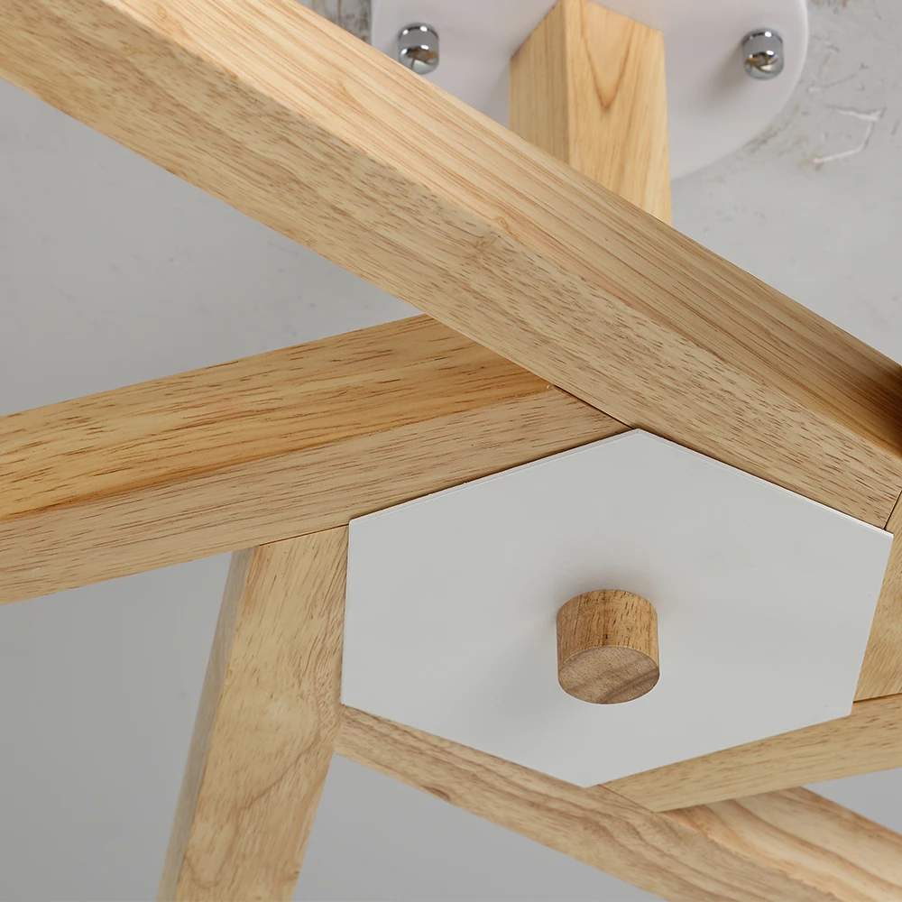 Nordic Design Modern LED Black White Wood Chandeliers Lighting for Indoor Home Living Room Bedroom (7)