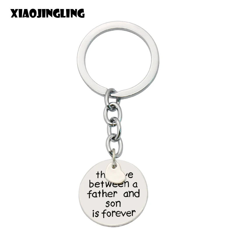 XIAOJINGLING New Trendy Keychain Rings Pendant &quotthe love between father and son is forever&quot Father's Day Birthday Gift Keychains |