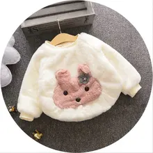 Newest 2016 Winter Children Girls Clothing Cartoon Hoodie With Rabbit Fleece Outerwear Sweatshirts for Girls