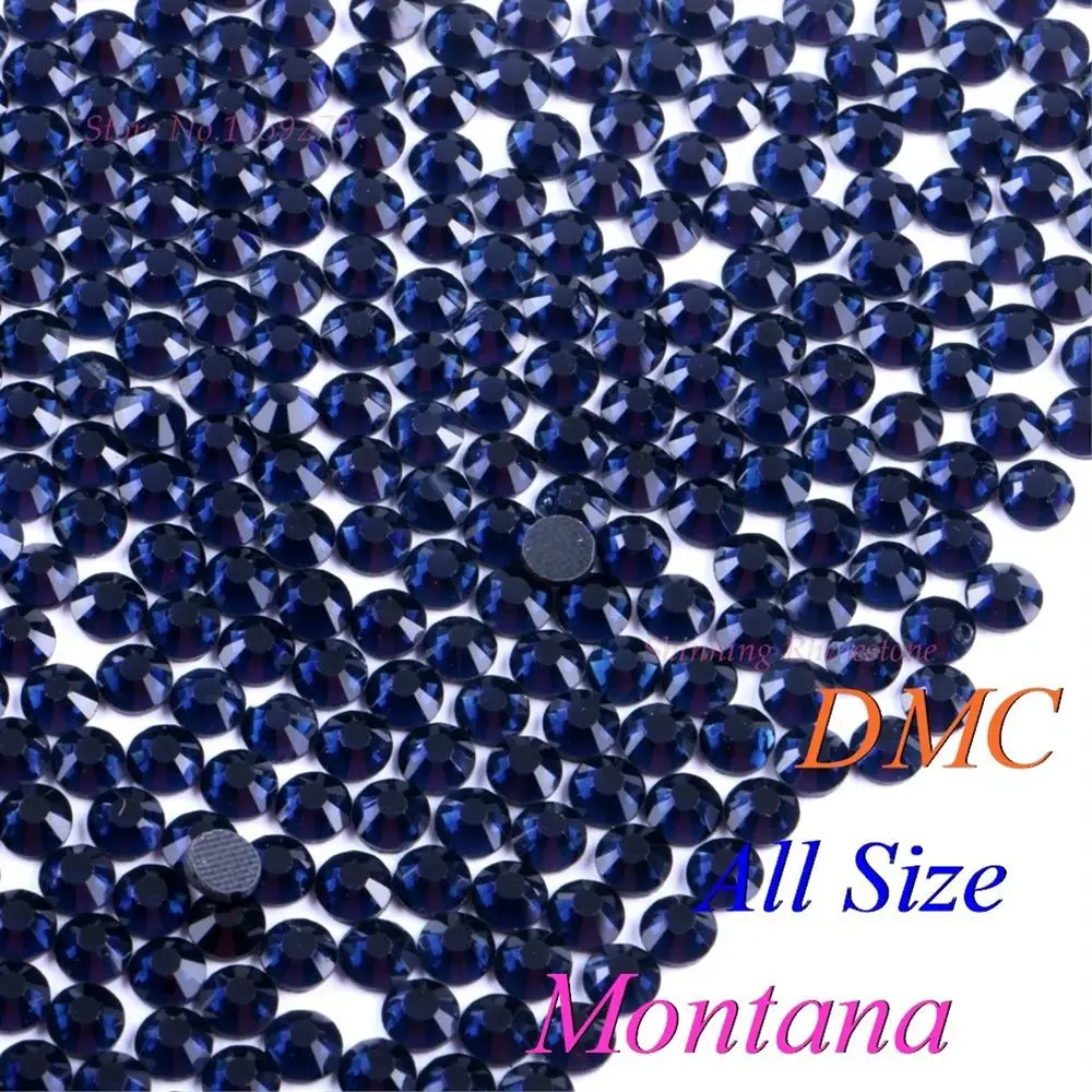 DMC Монтана SS6 SS10 SS16 SS20 SS30 смешанные Размеры Стекло кристаллы, стразы с прямой основой Стразы переводная картинка Стразы блестящая DIY одежды с клеем