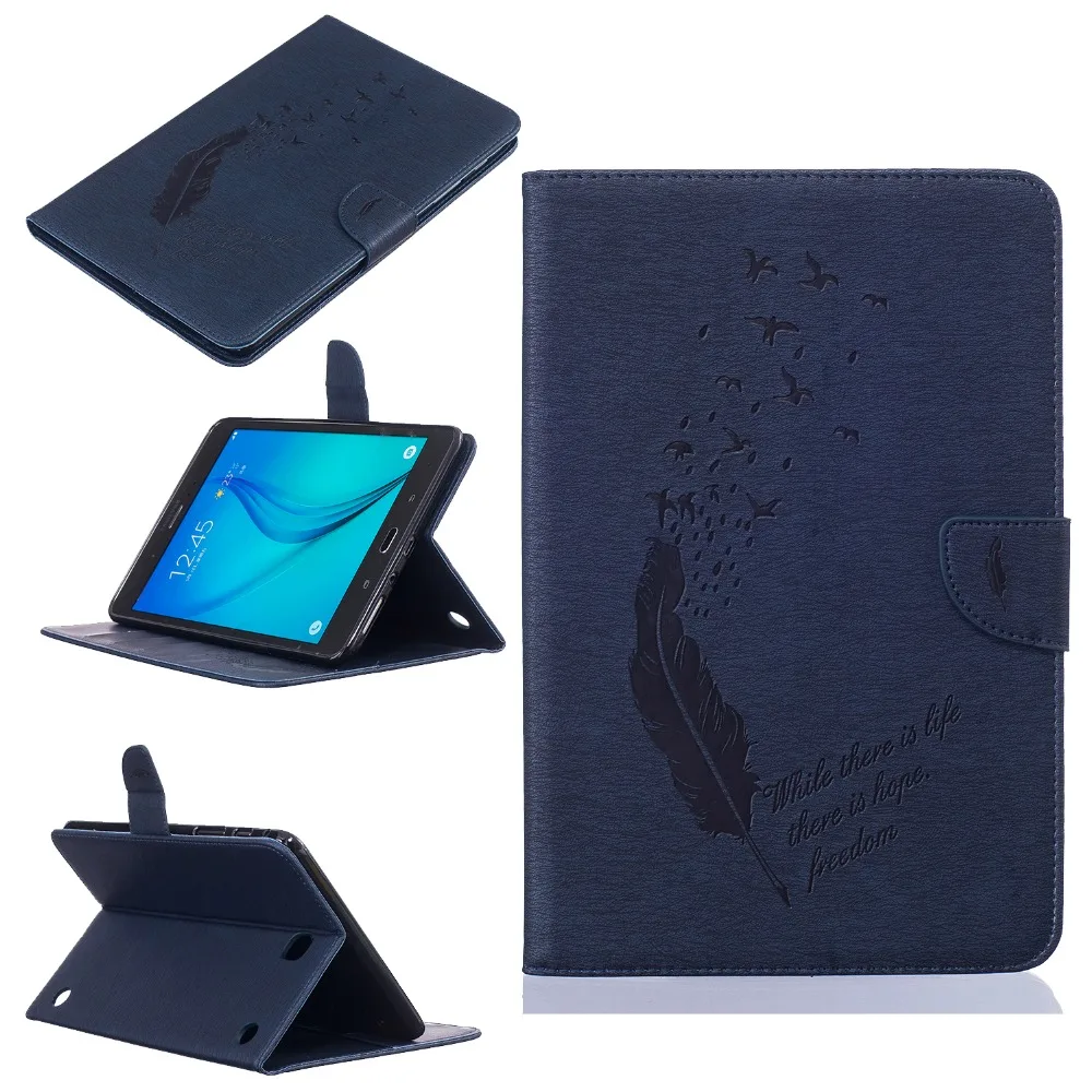 Gooyiyo для Samsung Galaxy Tab 8.0 T350 T355C выбивает перо принт чехол Tablet искусственная кожа