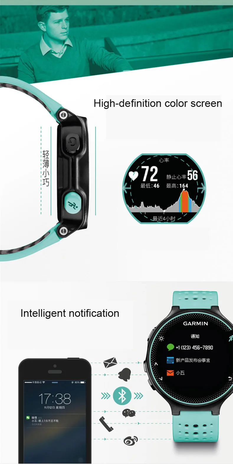 Для бега, gps, Garmin forerunner, 235, Смарт часы, для мужчин, шагомер, пульсометр, для плавания, для бега, спортивные, платные, женские часы