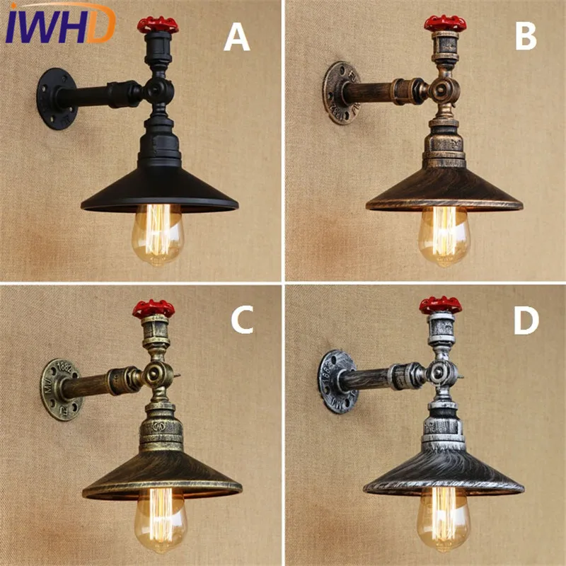 IWHD Loft Style Iron Vintage LED Wall Lamp Industrial Edison Wall Sconce Retro Water Pipe Wall Light Fixtures Indoor Lighting IWHD Loft Style Iron Vintage LED Wall Lamp Industrial Edison Wall Sconce Retro Water Pipe Wall Light Fixtures Indoor Lighting