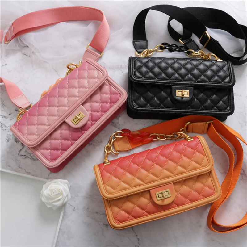 

100% Genuine leather Crossbody Bags For Women 2019 New Fashion Luxury Handbags Women Bags Designer Gradient colors Messenger Bag