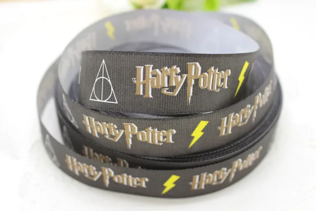 10yards/ 1"26mm black harry potter Printed Grosgrain Ribbon diy hair ...