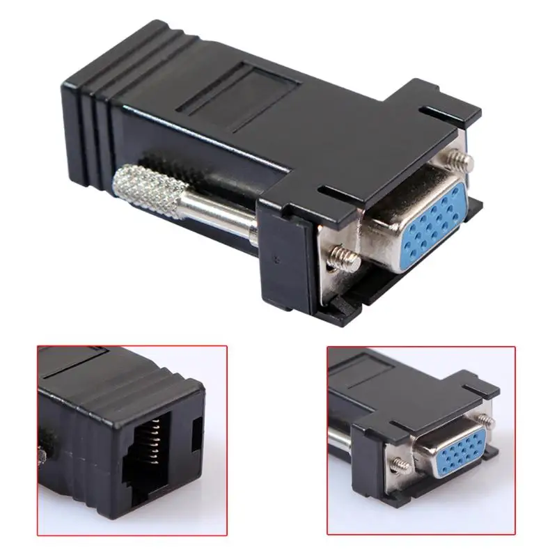 VGA Extender Разъем Женский/Мужской к LAN CAT5 CAT5e/6 RJ45 Ethernet Женский адаптер конвертер Connector Вилки для компьютера