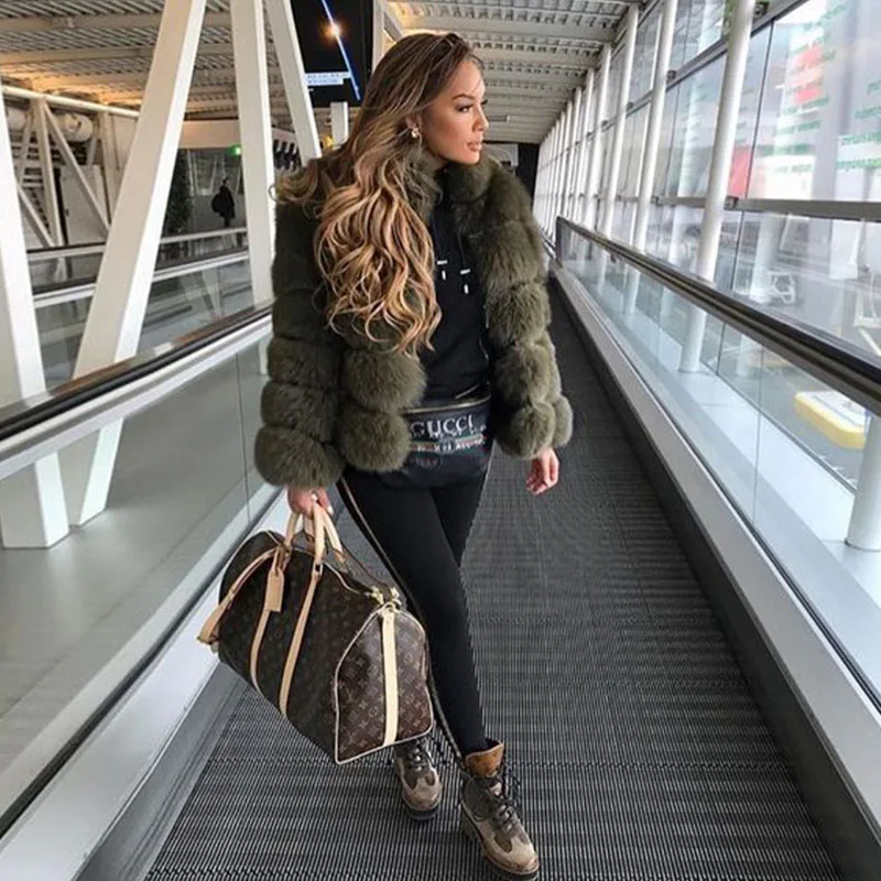 FURSARCAR Fashion Luxury Real Fur Coat Women Winter High Quality Short Fox Jacket With Fur Collar Thick Warm Genuine Fur Coats