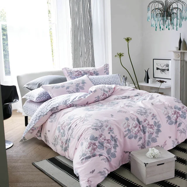 100 cotton fabric bedlinen blossoming peony printed light pink light pink sheets queen
