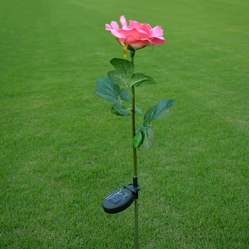 

LumiParty Solar Powered Outdoor Pink Rose Flower Lights Solar Power Garden Decorative Stake Lamp LED Rose Lights for Home Garden