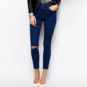 

Europe Style Slim Sexy High Waist Jeans Woman Blue Ripped Jeans 2017 Spring Summer New Hole Plus Size Denim Pants Femme S-3XL