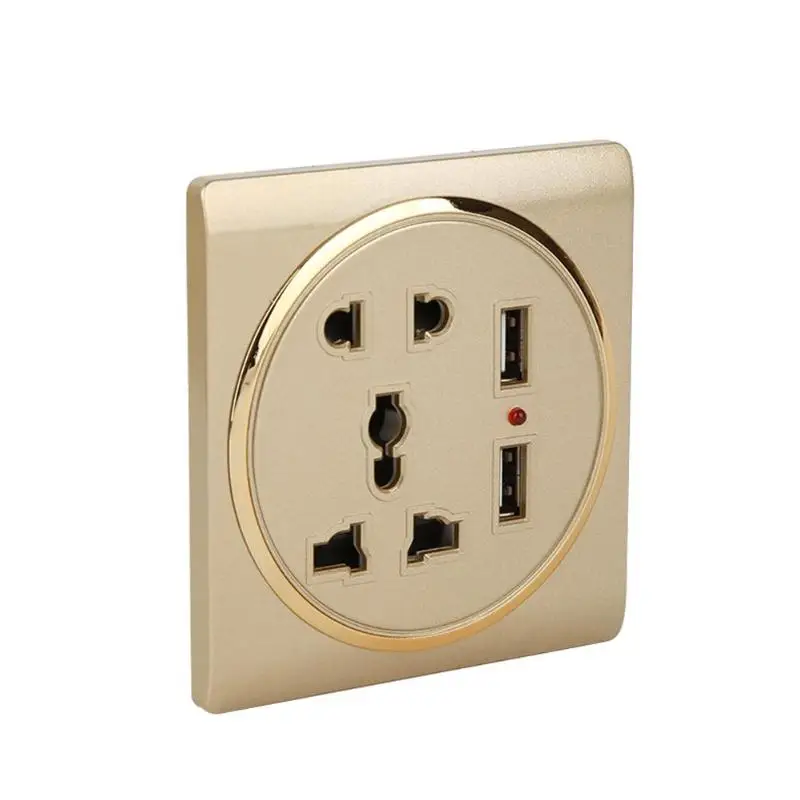 86 Тип заподлицо 5 отверстие двойной USB порт настенная панель Разъем для зарядного устройства
