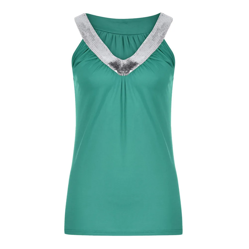 2019 Women's v-neck plus size sexy tops and blouses sleeveless loose beach tops and blouses summer et chemisiers femme  40J12 (18)
