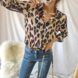 Осень ins Горячая леопардовая рубашка женская 2018 Весна леопардовая Свободная рубашка женские блузки с длинным рукавом рубашка женская