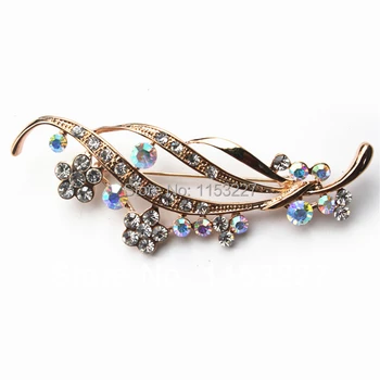 

hot sale flower leaf rhinestone brooch sell by lot (support mixed color)