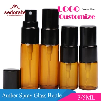 

Sedorate 50 pcs/Lot Amber Glass Bottle For Cosmetic Perfume Containers Mini Glass Vial 3ML 5ML Mist Automizer Bottles RY001