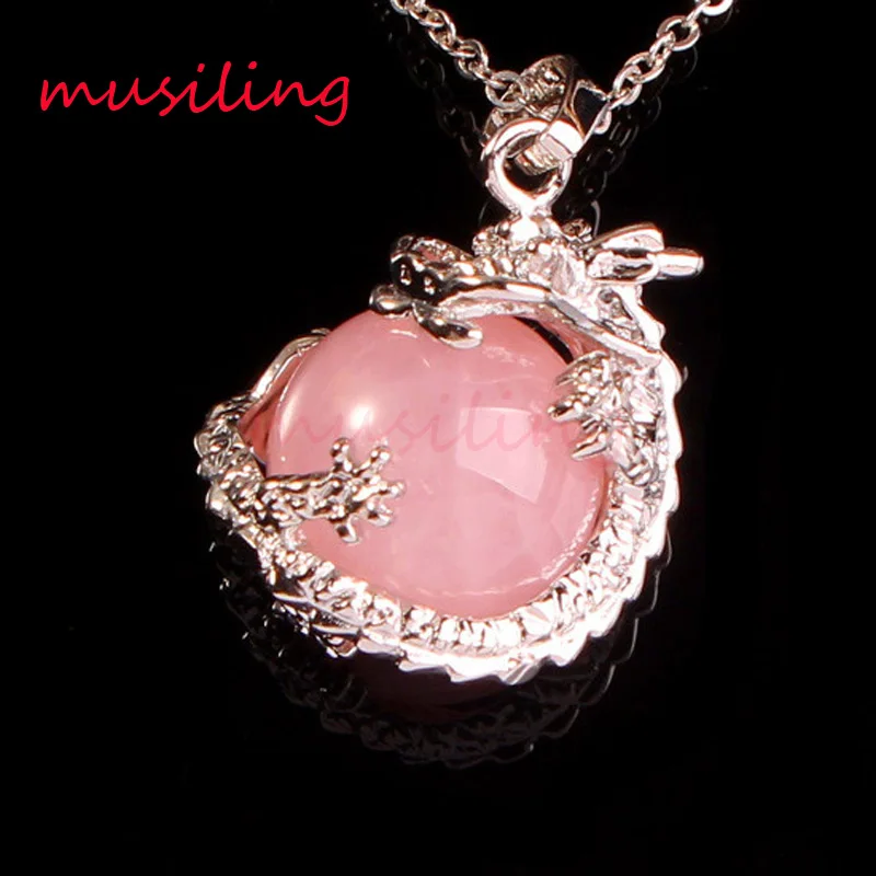 

Pendants Reiki Pendulum Dragon Ball Bead Silver Plated Natural Gem Stone Charms Amulet Fashion Men Jewelry Free Shipping 10Pcs