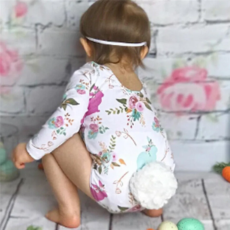 

PUDCOCO Newest Newborn Baby Girl Infant Rabbit Tail Casual Cotton Jumpsuit Bodysuit Outfits Summer Beach Clothes 3-18M