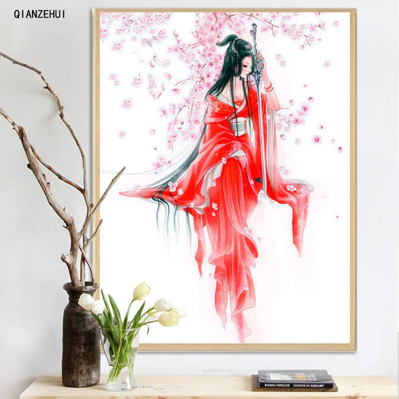 

QIANZEHUI,DIY Rhinestone plastic crafts diamond Beautiful flowers diamond painting cross stitch full diamond embroidery